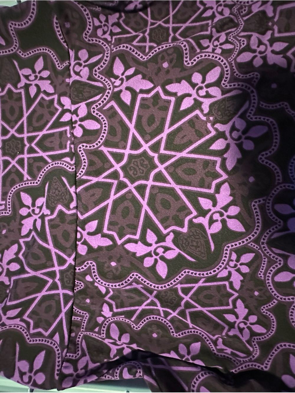 LuLaRoe Black and Purple Maxi Dress with Geometric Floral Print